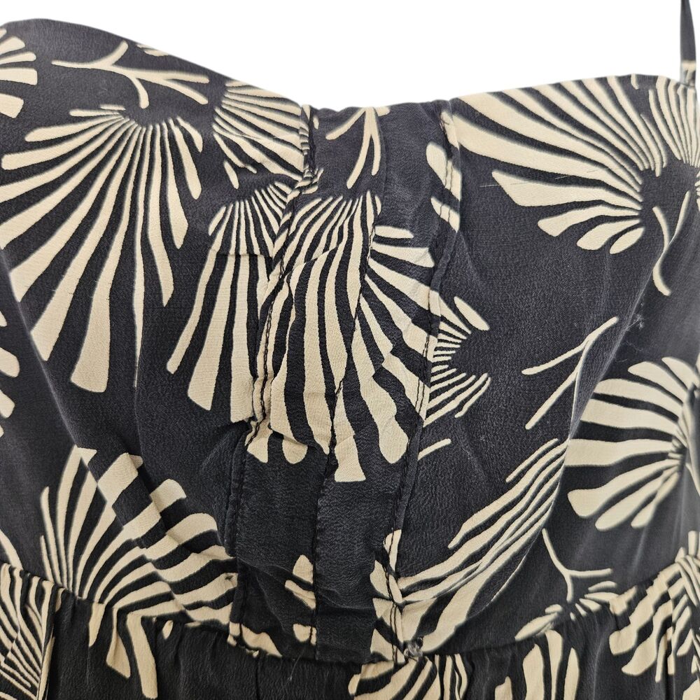 Ted Baker 100% Silk Dress Womens Size 2 Black Botanical Tropical Hawaiian Boho - Picture 10 of 14